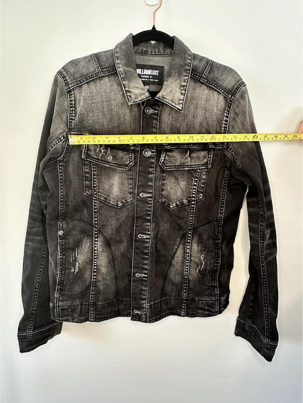 William Rast Black Distressed Denim Jacket - Sz. M - Picture 4 of 5